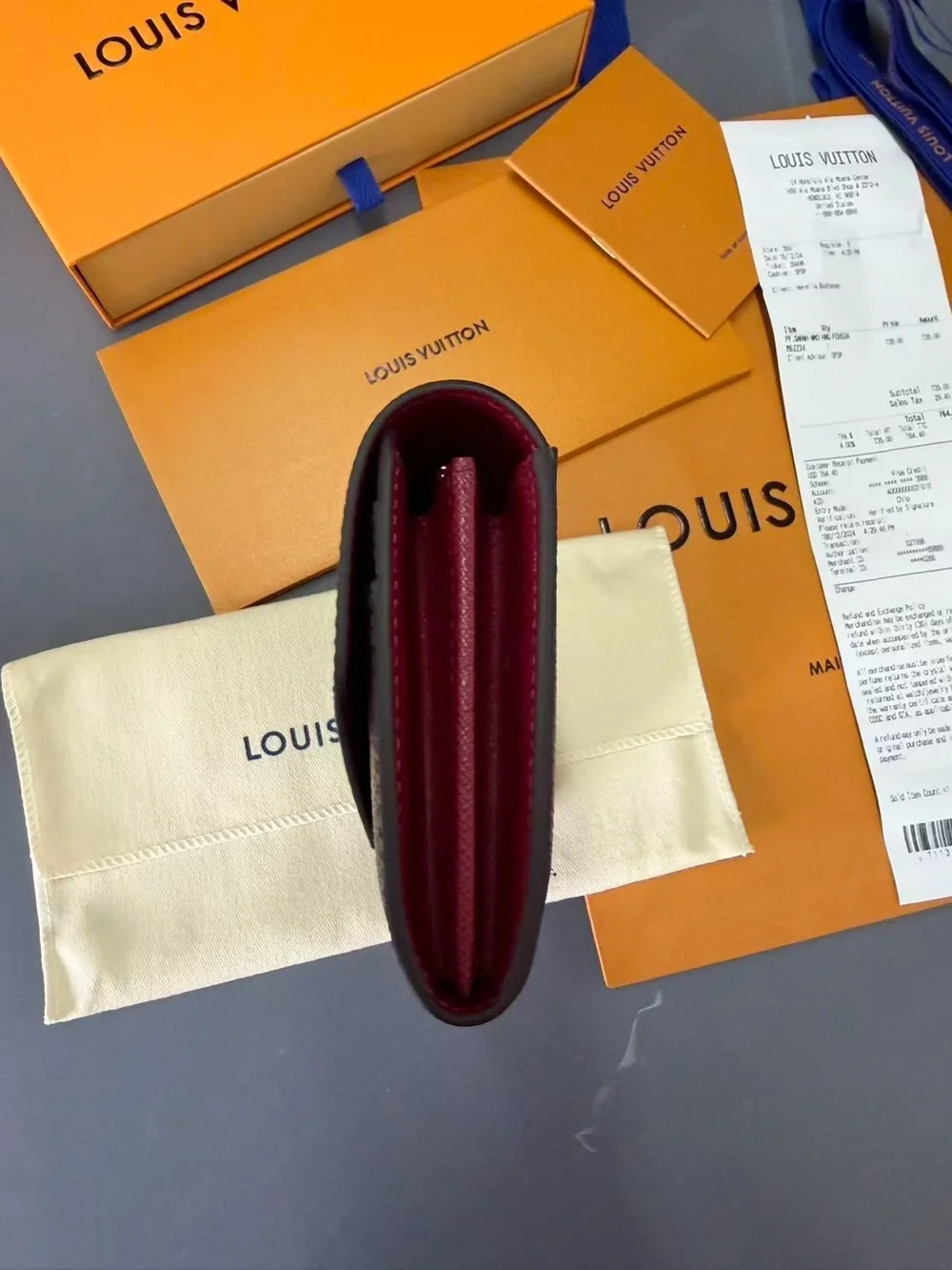 Louis Vuitton Monogram Continental Wallet with Burgundy Interior